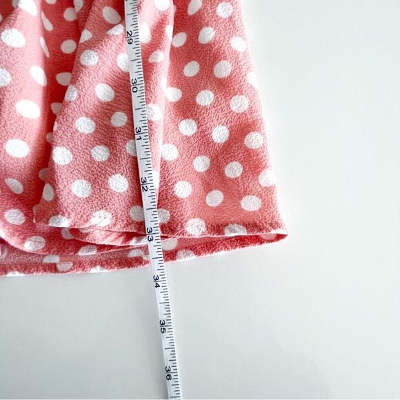 Monteau Dress Pink White Polka Dot Short Sleeved Button Up Fit & Flare Women's S - Picture 8 of 9